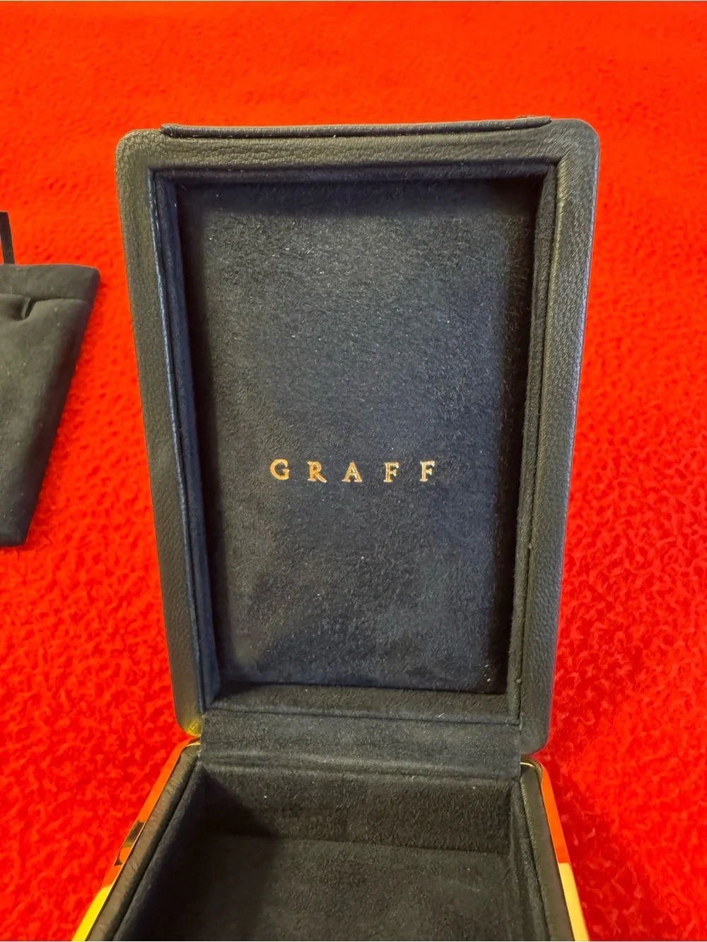 Case Only GRAFF Genuine Black Leather Jewelry Case  EUC